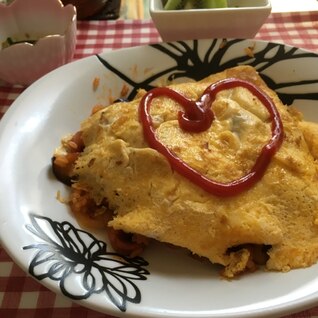 日曜日の昼食。ナス入りオムライス